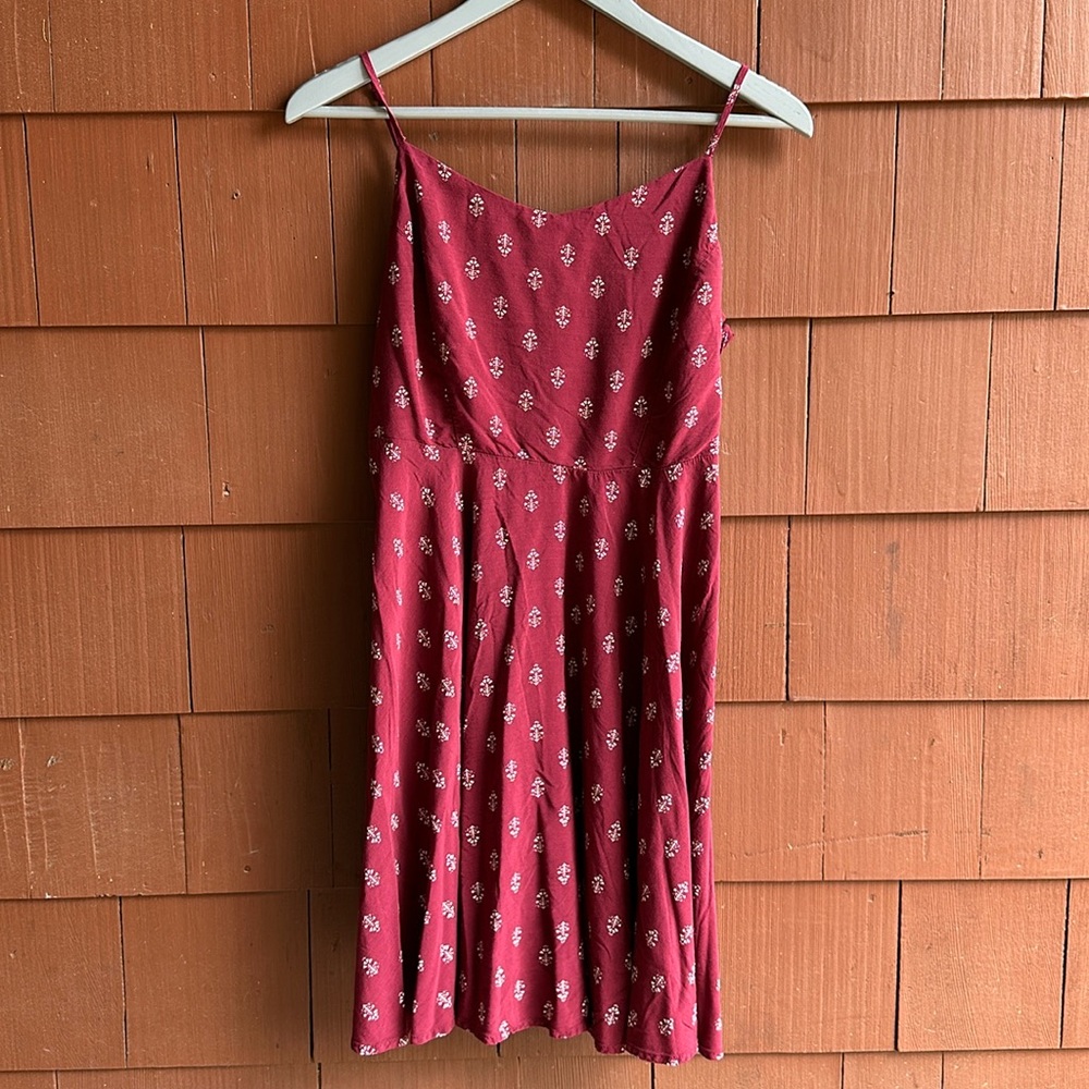 Old Navy Red/White Floral Midi Dress- Size Large